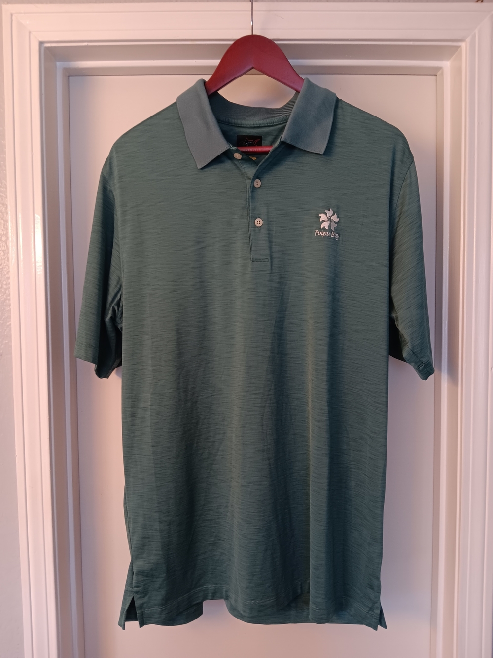 Greg Norman Men's Green Short Sleeve Golf Polo with Embroidered Logo